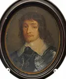 Portrait of James Duke of Hamilton, head and shoulders Inscribed verso Oval in a wooden frame 87 x 70mm ++Good condition by George Perfect Harding, oil, sold Dec 2015