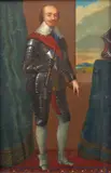 Portrait of Robert Earl of Lindsey, full length, standing in an interior Inscribed verso, in an ebonised frame 182 x 119mm ++Good condition by George Perfect Harding, oil, sold Dec 2015