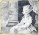 Portrait of Georgiana, Duchess of Devonshire Signed with initials on backing paper Plumbago on vellum 15 x 16.5cm; 6 x 6½in Provenance: The estate of Peter J by Diana Beauclerk, oil, sold Dec 2015