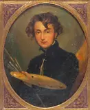 Self portrait Inscribed and dated verso Georgius Hayter by George Hayter, Oil on canvas, oval in a rectangular frame, sold Dec 2015