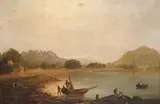 Fishermen on the Loch with Inveraray Castle beyond Oil by Sebastian Pether, Oil on canvas, sold Dec 2015