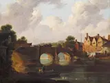 Bishop’s Bridge over the Wensum at Norwich Oil on canvas 63.5 x 81cm; 25 x 32in ++Old lining and restoration, good condition by John Berney Crome, Oil on canvas, sold Dec 2015