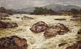 A river in torrent near Henllan Signed and dated 1890 by Benjamin Williams Leader, 1890, Oil on canvas, sold Dec 2015