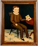 folk portraits of children by Diane Ulmer Pedersen, oil on board, sold Jul 2019
