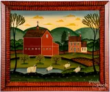 folk art barnscene by Diane Ulmer Pedersen, oil on board, sold Jul 2019