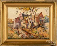 of Bucks County Mill by George Newman, oil on board, sold Jul 2019