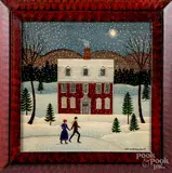 folk art winter landscapes by Diane Ulmer Pedersen, oil on board, sold Jul 2019