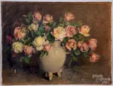 floral still life by Carle John Blenner, oil on canvas, sold Jul 2019
