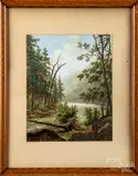 landscape of Wissahickon by John Heyl Raser, oil on paper, sold Jul 2019