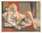 Untitled (Reclining Nude) by Leonard Alberts, oil on canvas, sold Jan 2022