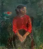 Portrait of Mercedes by Clara Klinghoffer, oil on canvas, sold Jan 2022