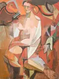 Untitled (Cubist Nude Composition) by Leonard Alberts, oil on canvas, sold Jan 2022