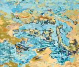 Mud Flats by Gene Hutner, 1960, oil on canvas, sold Jan 2022