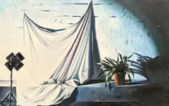 Studio Wall Scene by Lowell Nesbitt, 1976, oil on canvas, sold Jan 2022