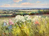 Field by the Sea by Sang M. Lee, oil on canvas (unstretched), sold Jan 2022