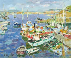Treboul by Alfred Chagniot, oil on canvas (unstretched), sold Jan 2022