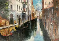Early Morning In Venice by Stan Pitri, oil on canvas (unstretched), sold Jan 2022