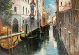 Early Morning In Venice by Stan Pitri, oil on canvas (unstretched), sold Jan 2022
