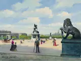 Plaza by Roland Davies, oil on canvas (unstretched), sold Jan 2022