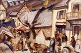 Au village by Jules-Émile Zingg, Aquarelle gouachée, sold Jun 2014