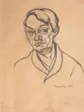 Portrait d'homme by Lajos Tihanyi, 1918, Crayon noir, sold Apr 2013