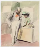 Dans la chambre, femme assise sur le lit by Jean-Louis Forain, Aquarelle sur traits de crayon, sold Jun 2021