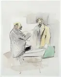L'amateur de dessins by Jean-Louis Forain, Lavis d'encre rehaussé d'aquarelle, sold Jun 2021