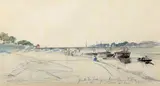 Pont d'Iéna près les Invalides, Paris, 25 juin 1865 by Johan Jongkind, Aquarelle sur traits de crayon, sold Jun 2021