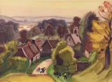 Automne by Jules-Émile Zingg, Gouache aquarellée sur traits de crayon, sold Jun 2021
