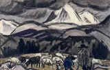 Le berger en montagne by Jules-Émile Zingg, Gouache, sold Jun 2021
