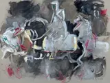 Cavaliers arabes by Hassan El Glaoui, Gouache sur papier teinté, sold Jun 2021