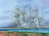 La palissade bleue by Michel Ciry, 1989, Aquarelle gouachée, sold Jun 2021