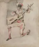Pierrot Musicien by Stanislao Lepri, Aquarelle sur papier signé en bas à droite, sold Jun 2018