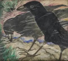 Les corbeaux by Mariette Lydis, 1926, Aquarelle et crayons sur parchemin, sold Jun 2018