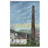 Smoke Stack by Nadine Charlsen, Watercolor on Arches paper, sold Oct 2023
