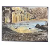 Golden River by Nadine Charlsen, Watercolor on paper mounted to painted panel, sold Oct 2023