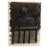 How He Came in the Dead of the Night by Robert Broderson, Ink wash and graphite on found paper, sold Oct 2023