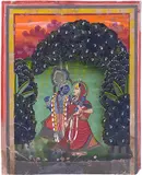 Indien by Miniatur von Radha und Krishna, gouache, offered Dec 2015