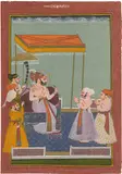 Indien, Pahari-Gebiet by Miniatur einer Hofszene, gouache, offered Dec 2015