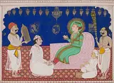 Indien, Pahari-Gebiet, 19.Jh by Miniatur einer Hofszene, gouache, offered Dec 2015