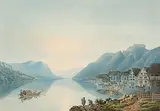 Vue de Brunnen vers le Canton d'Unterwalden by Johann Jakob Wetzel, aquatint, sold Dec 2015