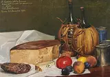 Stillleben mit Wein, Früchten und Käse, 1903 by Josef Klemens Kaufmann, oil on canvas, offered Dec 2015