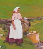 Frau im Brunnital-Unterschächen", 1907 by Otto Meister, oil on canvas, offered Dec 2015