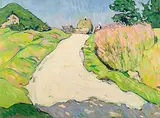 Sommerliche Landschaftspartie mit Heufuhrwerk, 1912 (recto), weiblicher Akt, 1936 (verso) by Otto Wyler, oil on canvas, sold Dec 2015