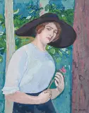 Junge Frau mit Hut, 1912 by Otto Meister, oil on canvas, offered Dec 2015