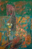 Stillleben mit Weinflasche, 1972 by Adolf Herbst, oil on canvas, sold Dec 2015