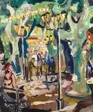 Sommernachtsfest im Park, 1983 by Max Zuber, oil on canvas, sold Dec 2015