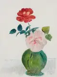 Zwei Rosen in grüner, bauchiger Vase by Cuno Amiet, 1956, watercolor, sold Dec 2015