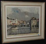 Zürich, Blick von der Quaibrücke, limmatabwärts by Fritz Hug, oil on canvas, sold Dec 2015