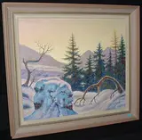 Abend bei Sur-En", 1967 by Oscar Nussio, oil on canvas, sold Dec 2015